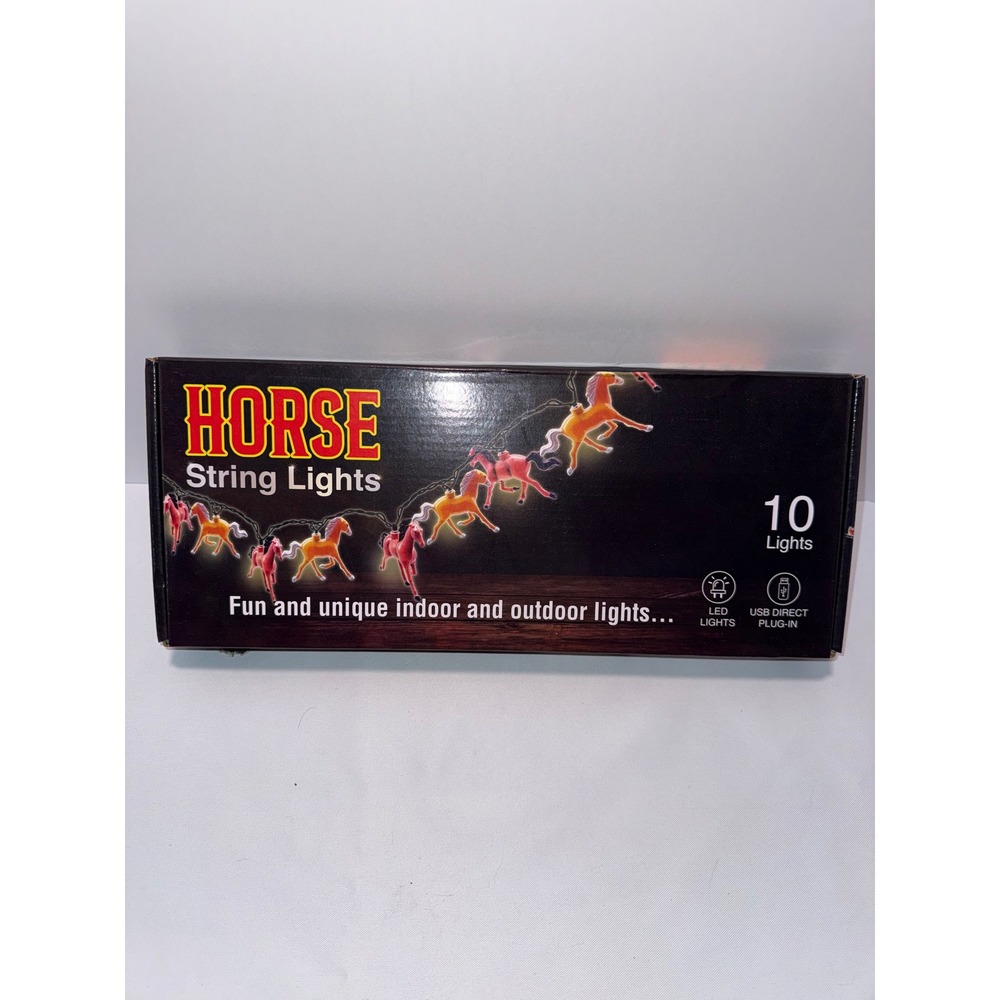 Horse String Lights 10 LED USB Plug-In Indoor Outdoor Western Equestrian Decor